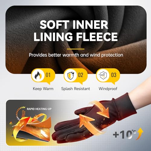 RUIXUE Thermal Gloves for Men Women, Winter Windproof Anti-Slip Touch Screen Running Gloves for Driving Riding Cycling Hik...