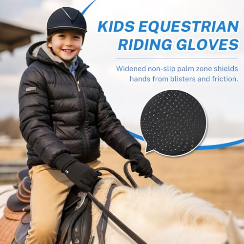 Dr.sendesi Kids Horse Riding Gloves Winter - Warm Fleece Lined Equestrian Gloves for Girls & Boys