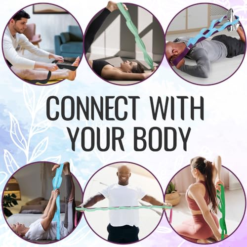 TECEUM Stretching Strap for Yoga & Physical Therapy – 10 Loops – Non-elastic Leg Stretch Straps for Stretching, Exercisin...