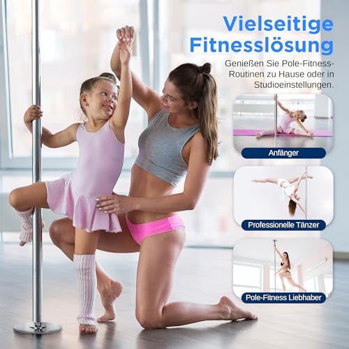 SereneLife Portable Spinning Fitness Pole – Adjustable Height 82–108" & 23.8 lb Steel Pole for Home Gym, Dance, Club & Bar...