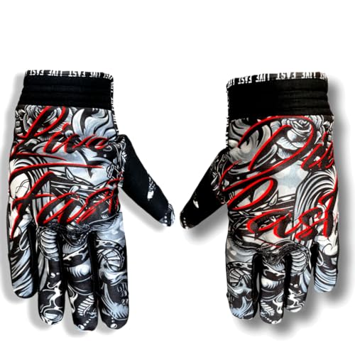 Live Fast Die Last Cholo Motorcycle Gloves - Best Mountain Leather Dirt Bike Moto Riding Motorcycle/Motocross Gloves for M...