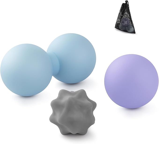 JIEJUNJIE Silicone Massage Ball Set - 3 Therapy Balls for Myofascial Release, Trigger Point & Plantar Fasciitis Relief - P...