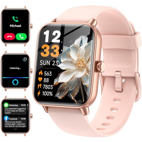 Smart Watches for Women (Make/Answer Calls), Alexa Built-in Smart Watch for Android/iPhones with Receive Messages/Emails/R...