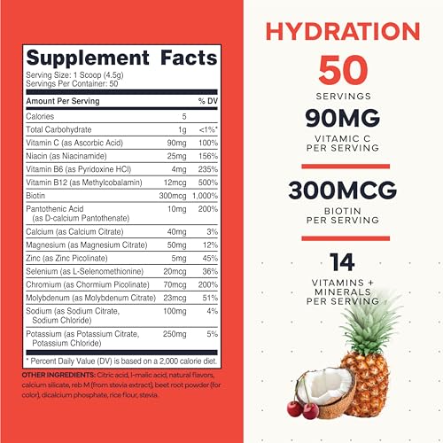 Type Zero Clean Electrolytes Hydration Powder Drink Mix + 14 Essential Vitamins & Minerals - Sugar Free, Zero Artificial I...