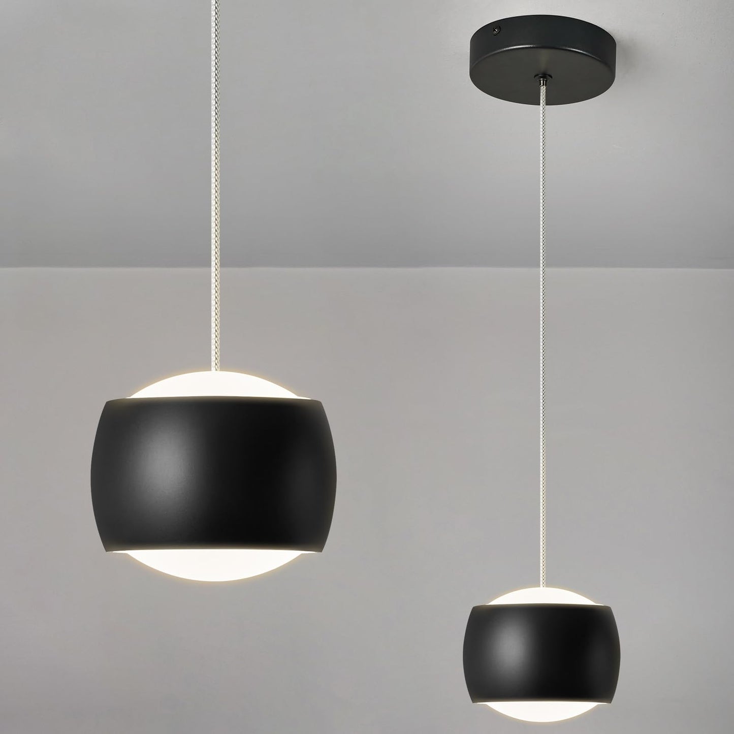 Adcthome Modern Led Dimmable Pendant Light Fixtures Mini Island Pendant Lighting For Kitchen Island Dinning Room Bedroom Bar  Kitchen Island Ceiling Hanging Light Fixtures(Black-1-Pack)