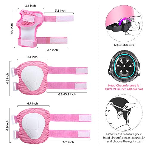 DaCool Kids Bike Helmet Set Skateboard Knee Pads - Kids Helmet Elbow Pads Wrist Guards Adjustable for 3~10yrs Girl Boy Kid...