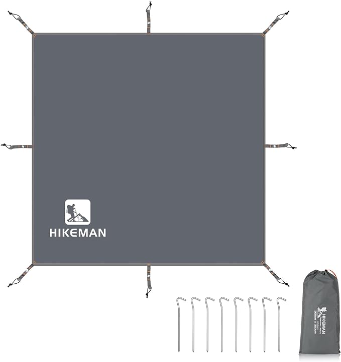 HIKEMAN Waterproof Tent Footprint Camping Tarp - Ultralight Tent Floor Saver,Multifunctional Tents Ground Sheet Mat with 4 Tent Stakes for Camping,Picnic,Hiking,Backpacking,Hammock,Beach