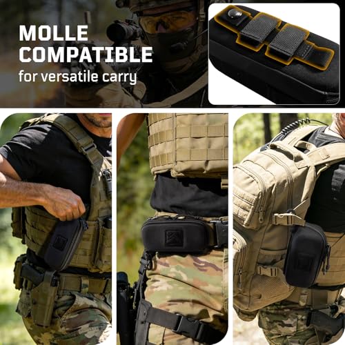 1TG Tactical Molle Sunglasses Case Hard Shell - 180° Zipper Eyeglass Case with 360° Rotatable Clip, Shockproof Glasses Cas...