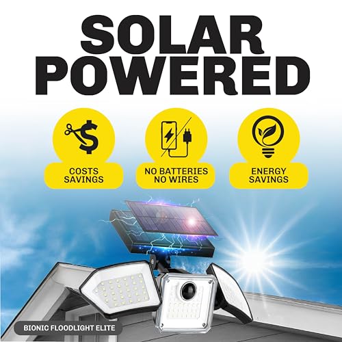 Bionic Flood Light 2 Pk Solar Lights Outdoor Waterproof, Ultra Bright 89 LEDs, 3 Heads Wide Angle Motion Sensor Outdoor Li...