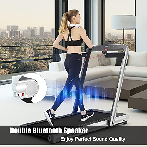 Goplus 2 in 1 Folding Treadmill, 4.75HP Superfit Under Desk Electric Treadmill with APP Control, LED Touch Screen, Blue To...