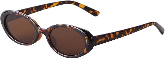 Trendy Retro Oval Sunglasses for Women, 90s Small Y2K Fashion Vintage Narrow Sun Glasses
