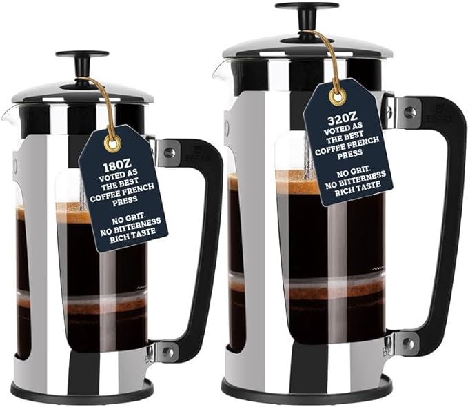 ESPRO P5 French Press Coffee Maker – Patented Double Micro-Filter for Grit Free Brew, Heat-Resistant Thicker Borosilicate Glass Coffee Press – 32 oz