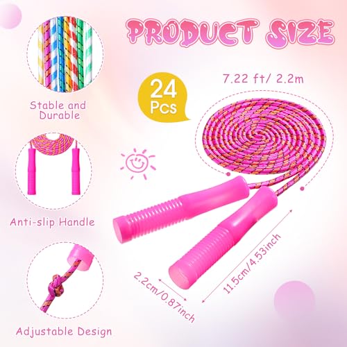 Aoriher 7.87 ft Cotton Colorful Jump Rope for Kid Toddler Bulk Adjustable Length Stripe Skipping Rope with Plastic Handle ...