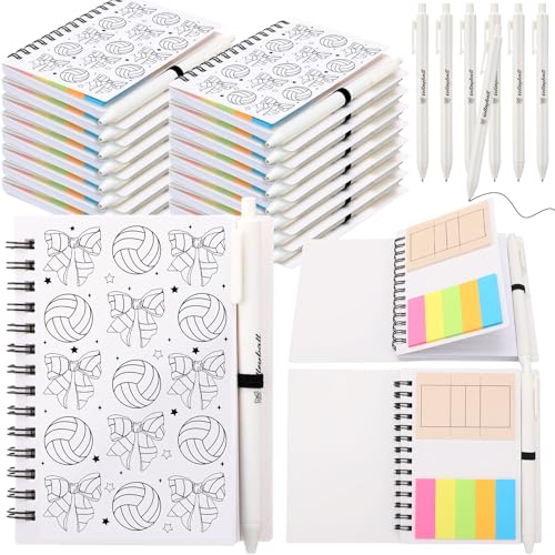 Resurhang 12 Sets Volleyball Notebook Gifts Volleyball Bow Coquette Spiral Notebook Ballpoint Pens for Coaching Supplies C...