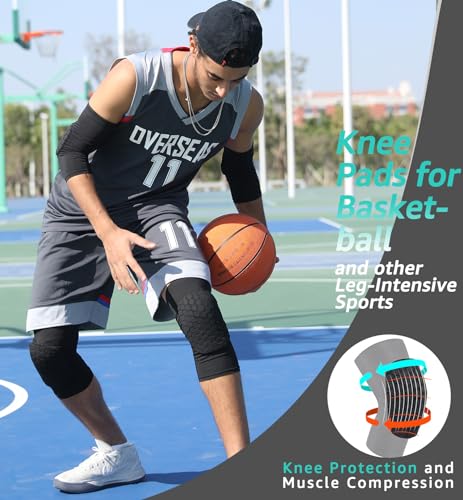 HiRui Knee Pads for Kids Youth Adult, Basketball Baseball Knee Brace Knee Support, Collision Avoidance Kneepad Compression...
