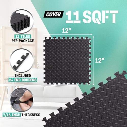 Yes4All EVA Interlocking Mats, Puzzle Floor Tiles, Foam Floor Padding with Border for Furniture, Home Space, Living Room, ...