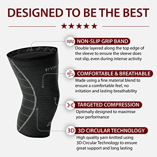 Rymora Knee Support Brace Compression Sleeves for Men and Women for Ligament Injury, Joint Pain Relief, Running, Arthriti...