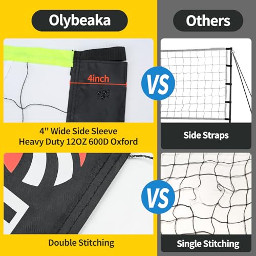 Portable Outdoor Volleyball Net Set for Backyard Beach with Adjustable Poles, Soft PU Volleyball & Pump, Carry Bag and Dur...