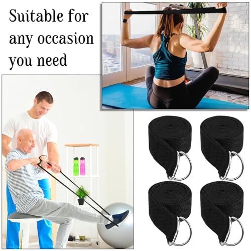 12 Pack Yoga Straps for Stretching, 6 Ft Black Exercise Bands with Adjustable D Ring Buckles for Pilates, Gym Fitness, Fle...