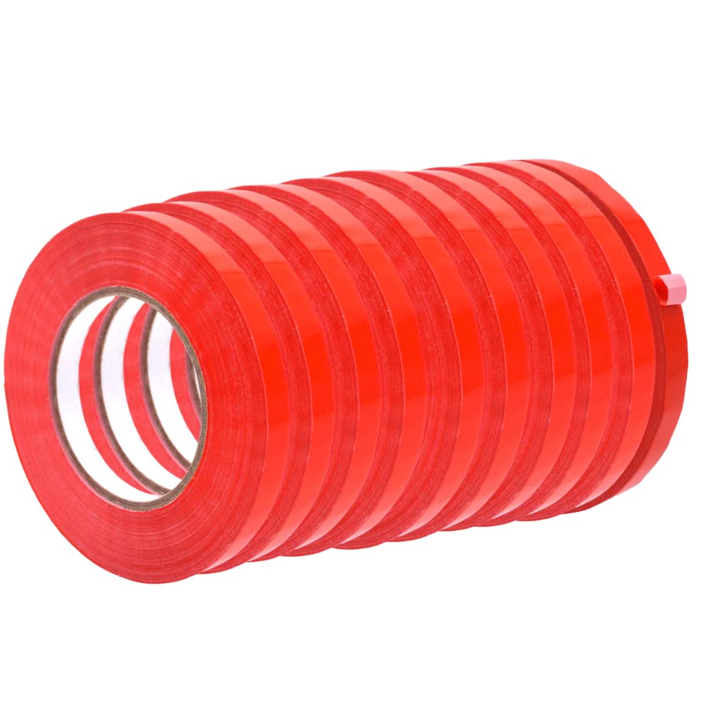 WOD Red Produce Poly Bag Sealing Tape, 1/2 inch x 180 yds. (Pack of 10) for Packaging and Sealing of Meat, Gifts, or Ice Bags BSTC24PVC