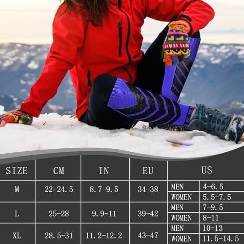 wanchel Merino Wool Ski Socks - 2 Pairs Knee High Skiing Socks, Winter Warm Snowboard Thermal Socks