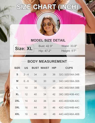 Blooming Jelly Women's Plus Size Swimsuit One Piece Bathing Suit Tummy Control Mesh V Neck Maternity Swimwear