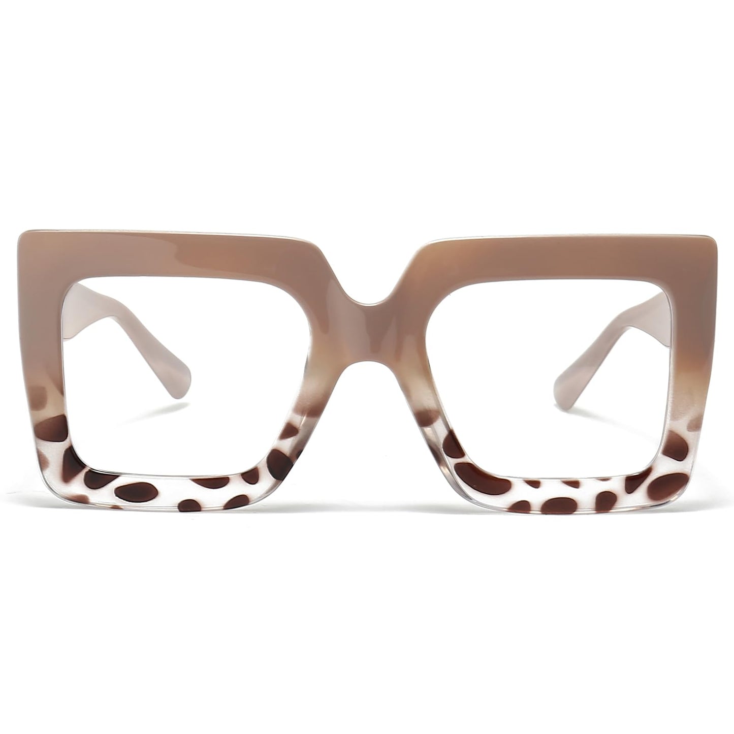 Ljczka Oversized Square Blue Light Glasses For Women Big Thick Frame Eyeglasses Stylish Chunky Computer Anti Glare Glasses (Brow