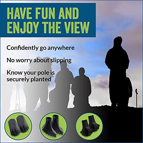 4 Pack of Extra Durable Rubber Replacement Tips (Replacement Feet/Paws/Ferrules/Caps) for Trekking Poles - Fits All Standa...