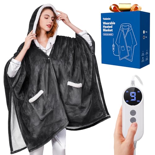 Yokimisu Wearable Heated Blanket - Cozy Gift for Women, Mom, Men| Reversible Flannel & Sherpa Electric Wrap with Pockets &...