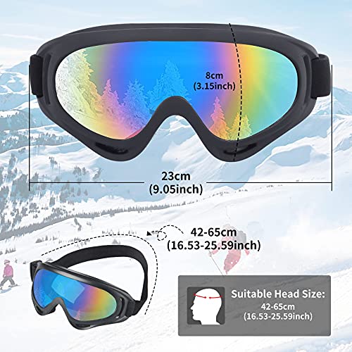 ORANZI 5 Pack Ski Goggles, Snowboard Snow Goggles for Men Women Kids Adult Youth, UV Protection Anti-fog Motorcycle Goggles