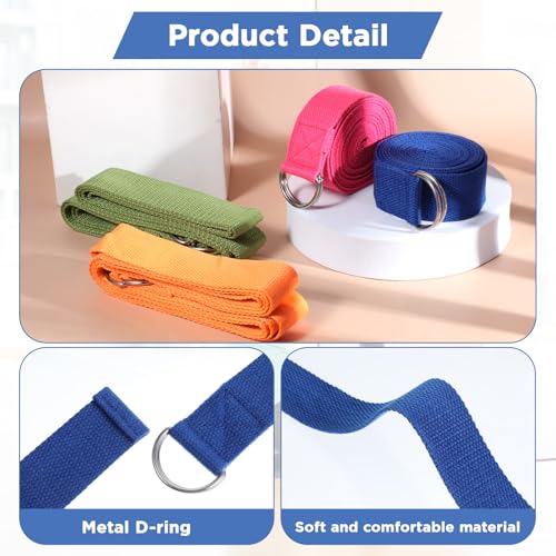 JOUTYFOR 10 Pcs 8ft Yoga Strap for Stretching Bulk with Adjustable Metal D Ring Buckle Loop Exercise Band Stretching Belt ...