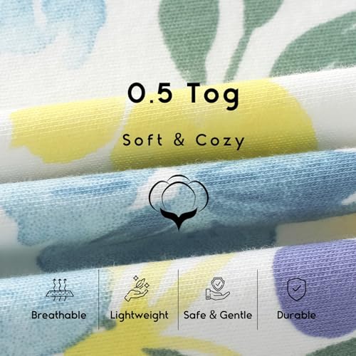 Yoofoss Baby Sleep Sack 6-12 Months 0.5 Tog Wearable Blanket for Baby, 3 Pack 100% Organic Cotton Infant Toddler Sleeping ...