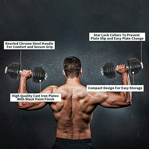 Unipack 105lbs Adjustable Dumbbell Set One Pair of Adjustable Dumbbells Kits - 105 Lbs (52.5lbs X 2pc)