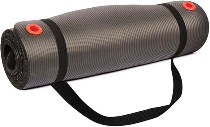 Body Sport 1/2 Inch Non-Slip Exercise Mat with Carry Strap for Men & Women - Thick Foam Surface for Yoga, Pilates, Fitnes...