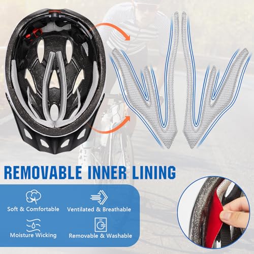 Zacro Lightweight Adult Bike Helmet - Comfortable with Pads & Visor, Certified for Men, Women, Youth - Ideal for Mountain...