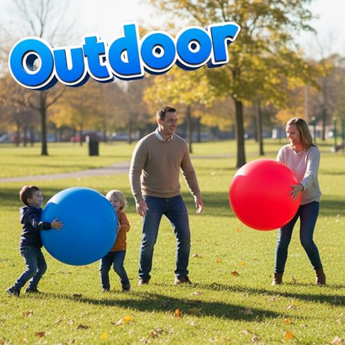 PlayBolt Jumbo 18-Inch Playground Balls (2 Pack, Red & Blue) - Giant Large Inflatable Rubber Kickball for Kids and Toddler...