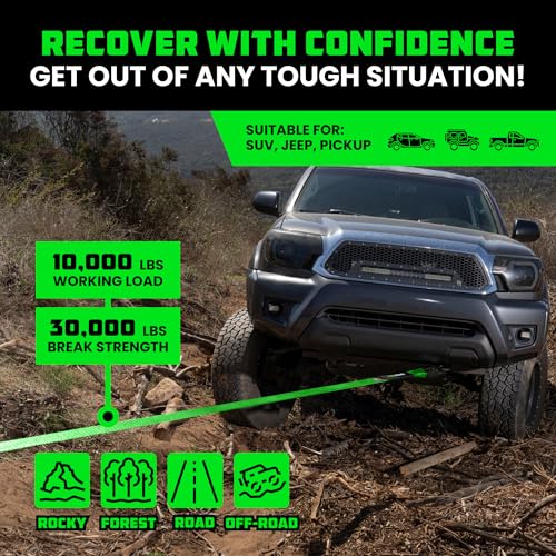 Rhino USA Recovery Tow Strap (3" x 20') - 31,518lb Break Strength - Emergency Recovery Strap Tow Rope for Truck, UTV, ATV...