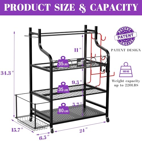 Mythinglogic Yoga Mat Storage Racks,Home Gym Storage Rack for Dumbbells Kettlebells Foam Roller, Yoga Strap and Resistance...