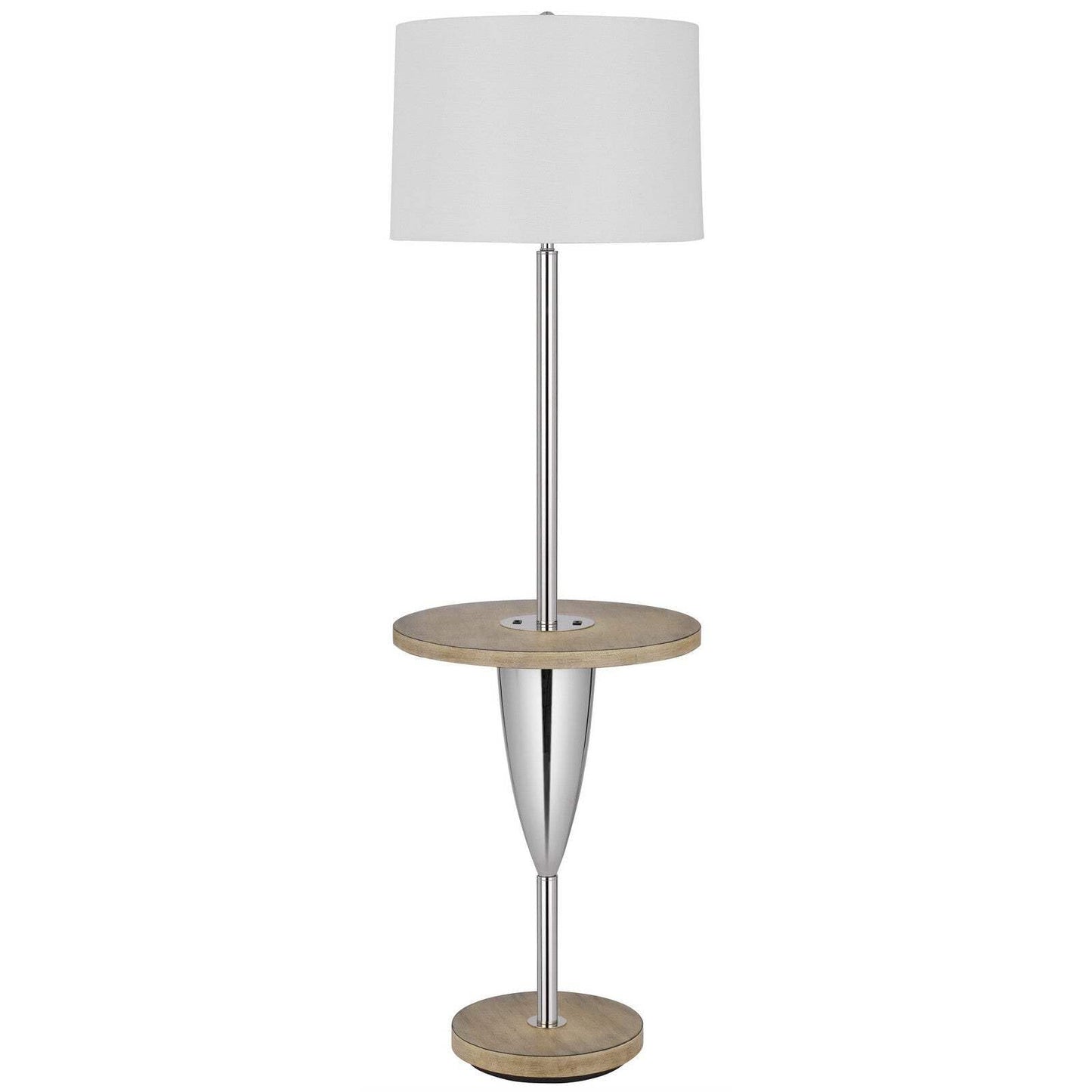Homeroots Tray Table Floor Lamp With White Square Shade, 61 In., Chrome Finish