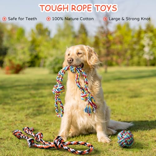 Aitmexcn Dog Rope Toys for Large and Medium Aggressive Chewers, 8 Pack Heavy Duty Dog Rope Toy for Large, Dental Cleaning ...