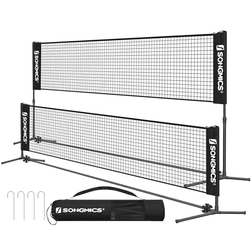SONGMICS Badminton Net, Height Adjustable Volleyball Net, Pickleball Net for Junior Tennis, Kids, Indoor Outdoor Court, Fo...