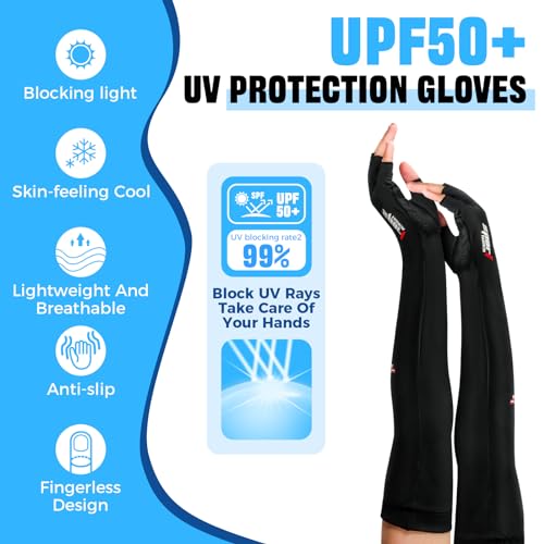 Qeedy UV Protection Gloves - Non Slip Sunblock Gloves for Summer Outdoor Fishing & Driving