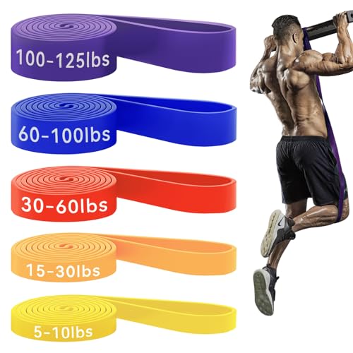 HAPBEAR Pull Up Assistance Bands Set of 5 - Resistance Bands for Working Out, Stretching, Physical Therapy, Muscle Training