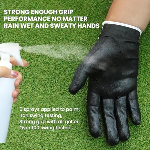 FINGER TEN Men’s Golf Glove Left Hand Right Handed Golfer Rain Grip 1 Pack, Durable Fit for Hot Wet All Weather Small Medi...