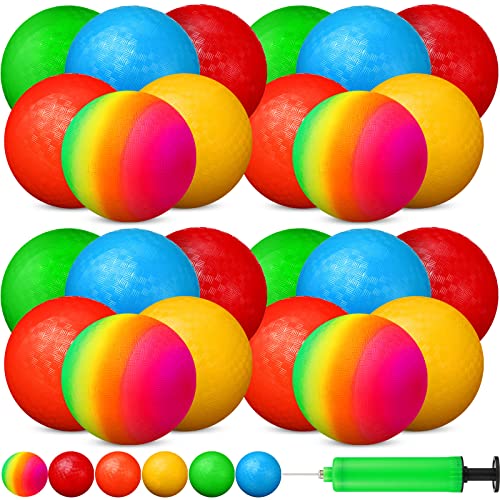 Vinsot 12 Pack 8.5 Inch Playground Balls Kickball Bulk, Bouncy Balls for Kids Inflatable Bouncing Handball with Hand Pump ...