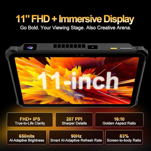 Blackview Active 12 PRO Projector Tablet,Android 15 Rugged Tablet,48GB RAM+1TB ROM, 30000mAh Dual 5G 11'' Display Outdoor ...