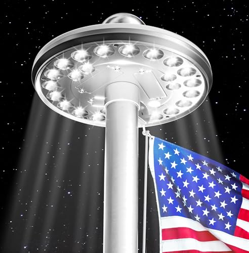 Deluxe Flag Pole Light Solar Powered - 1300 Lumen for Flagpole - Light Up American Flag Outdoor from Dusk to Dawn for 12+ ...