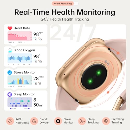 Quican Smart Watches for Women Men with 2 Bands, 1.85-inch AMOLED HD Display (390x450), 12-Day Battery Life, 3ATM Waterpro...