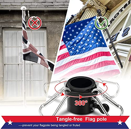 Flag Pole for Outside House - 5ft Heavy Duty Stainless Steel Flag Pole Kit, Tangle Free Spinning Flagpole Holder For Outdo...