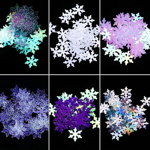 Snowflakes Glitter Sequins Makeup Face Stickers Winter Fairy Glitter Snowflakes Sequins Face Jewels Gems 6 Boxes 3D Laser ...